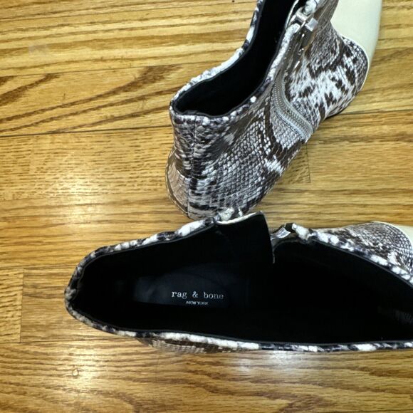 RAG & BONE 39 Beha Black and White Snakeskin Stiletto Ankle Boots 9 - Picture 6 of 7
